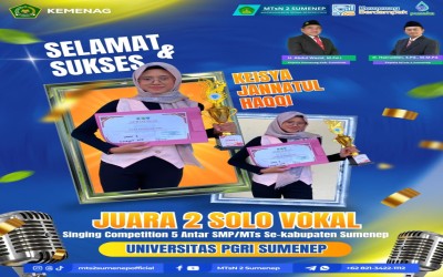 Siswa MTsN 2 Sumenep Ukir Prestasi, Keisya Jannatul Haqqi Raih Juara 2 Solo Vokal Antar SMP/MTs