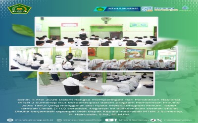 Peringati Hardiknas, MTsN 2 Sumenep Gelar Aksi Nyata Program Minum Tablet Tambah Darah (TTD) Serentak